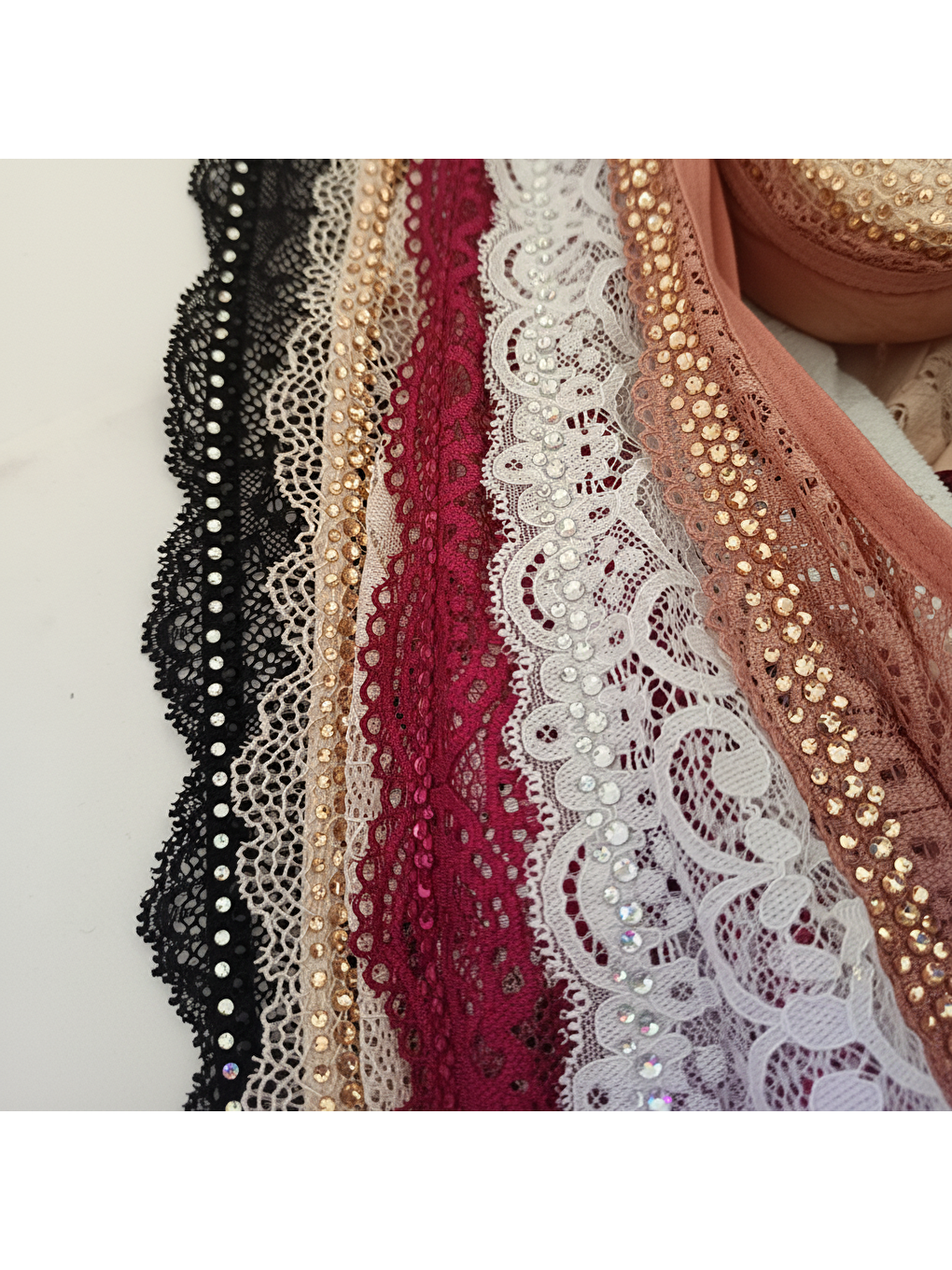 Pembe Kadın Taş Baskılı Dantelli Toparlayacı Somon Renk Sütyen Bb2423-2