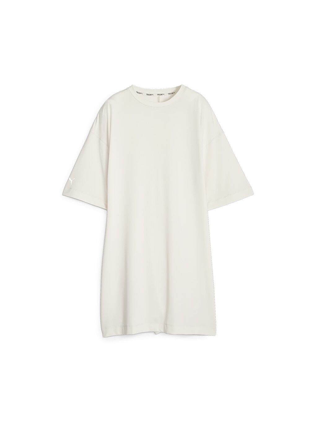 Beyaz Modest Kadın Geniş Kesim Antrenman Tişört-5