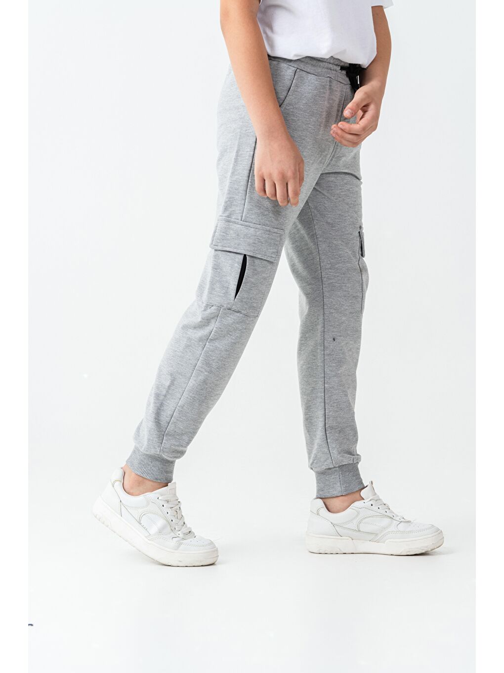 Gri Kargo Cepli Cep Kapağı Level Up Baskılı Erkek Çocuk Eşofman Altı-3