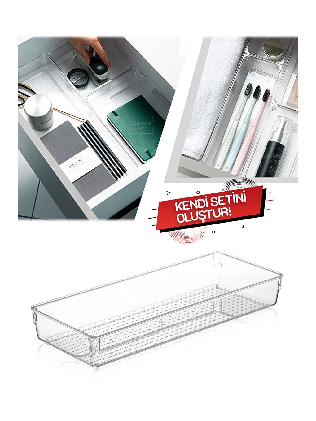 Modüler Çekmece Içi Düzenleyici  Makyaj Takı Düzenleyici Ofis Masaüstü Organizer 37 X 15 Cm