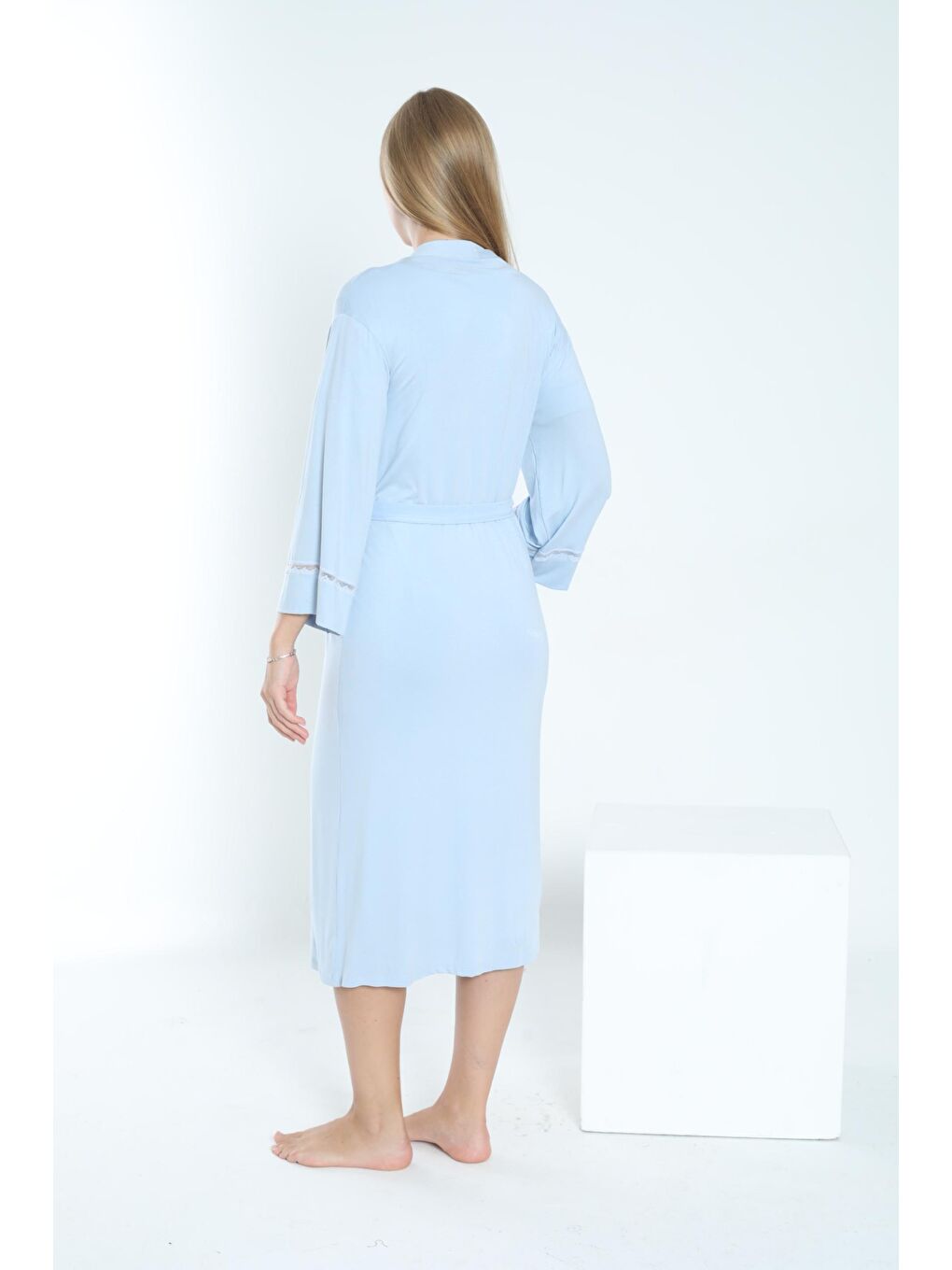 Bebek Mavisi Sabahlıklı Hamile ve Lohusa Gecelik Takımı-2