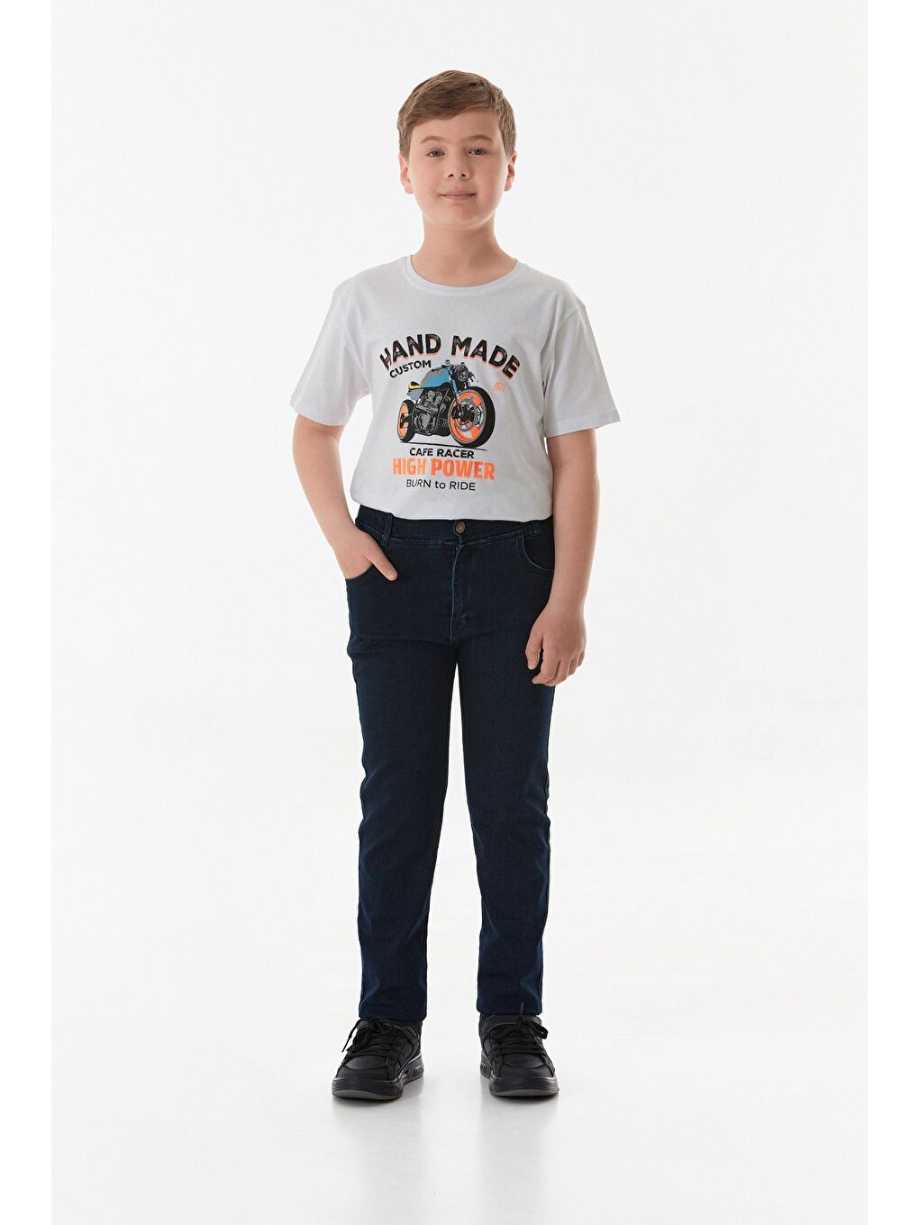 Lacivert Beli Lastikli Erkek Çocuk Jean-4