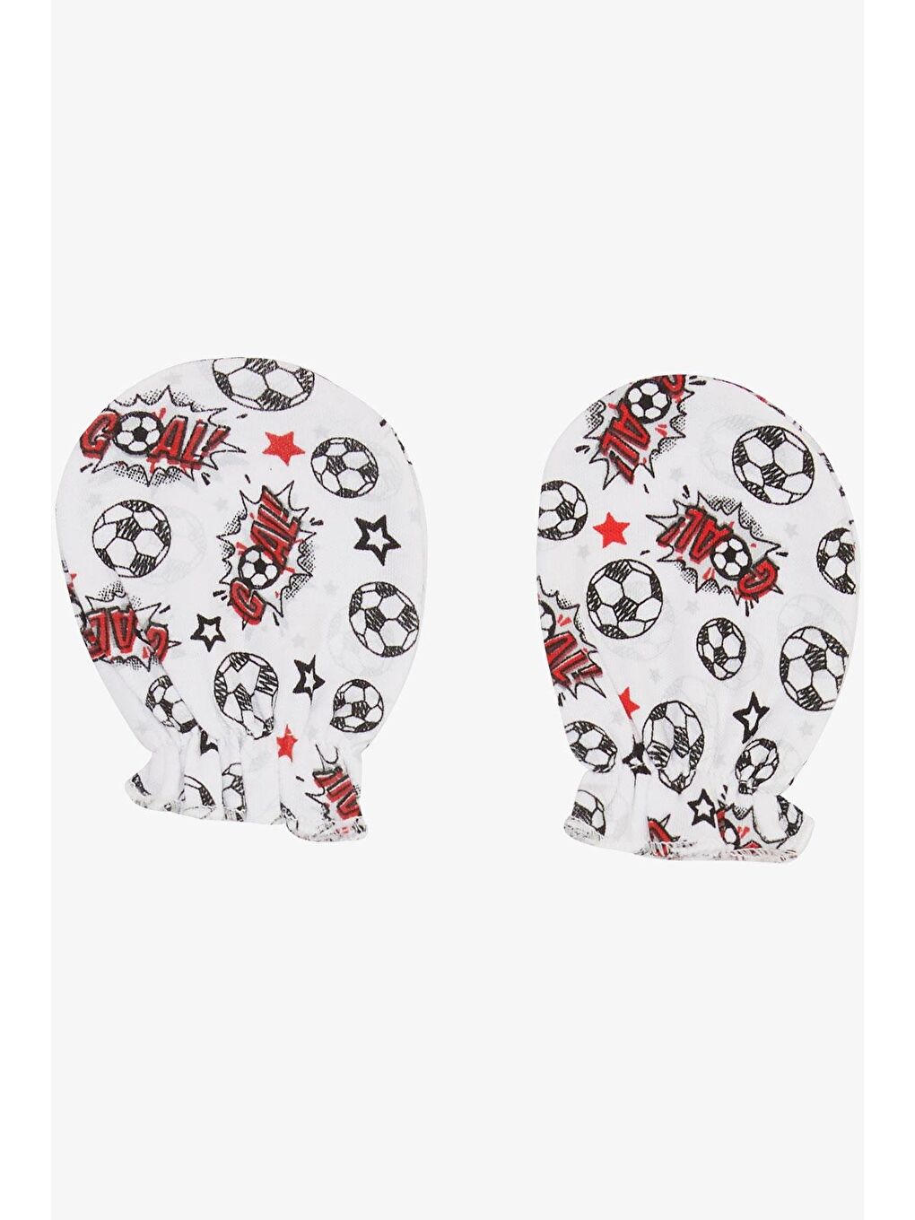 Yenidoğan Bebek Eldiven Futbol Temalı Beyaz (7 X 9 Cm)
