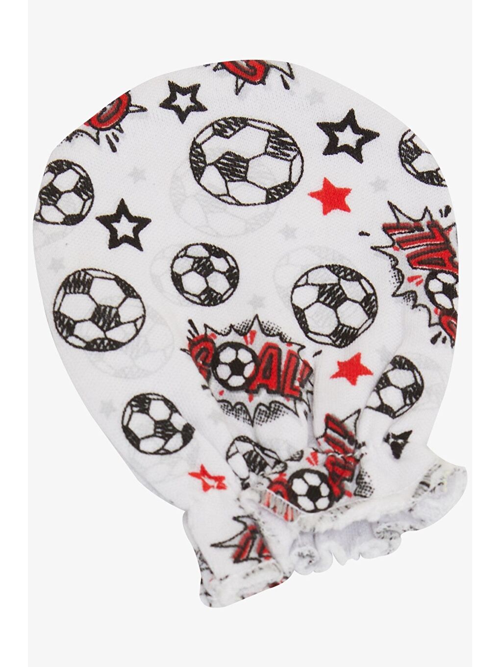 Yenidoğan Bebek Eldiven Futbol Temalı Beyaz (7 X 9 Cm)-2