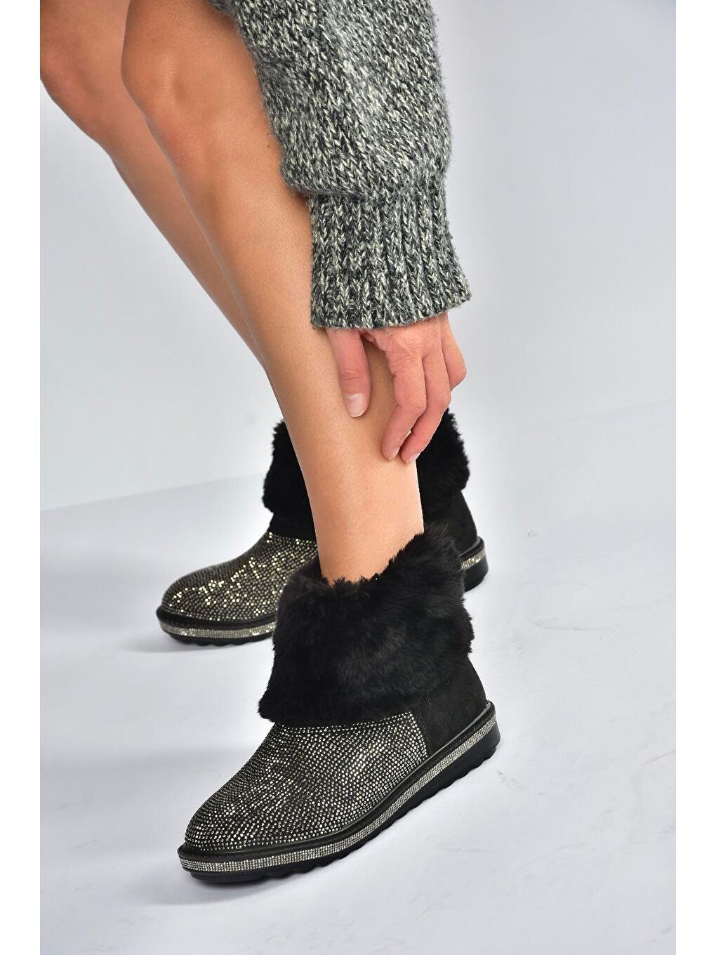 Antrasit Platin Kadın Bot V250014702-1