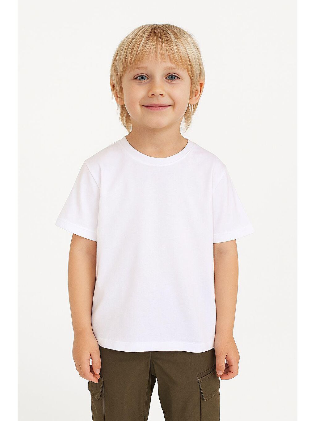 Beyaz Unisex Basic Baskısız Tişört-2