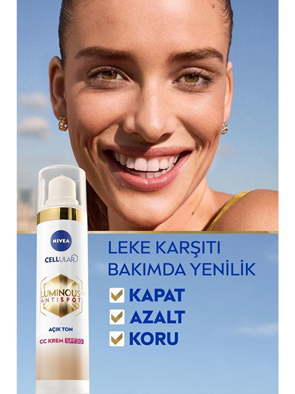 NIVEA Şeffaf Luminous630 Koyu Leke Karşıtı CC Yüz Kremi 40 ml, SPF30+ Güneş Koruyucu, Hyaluronik Asit, Açık Ton - 3