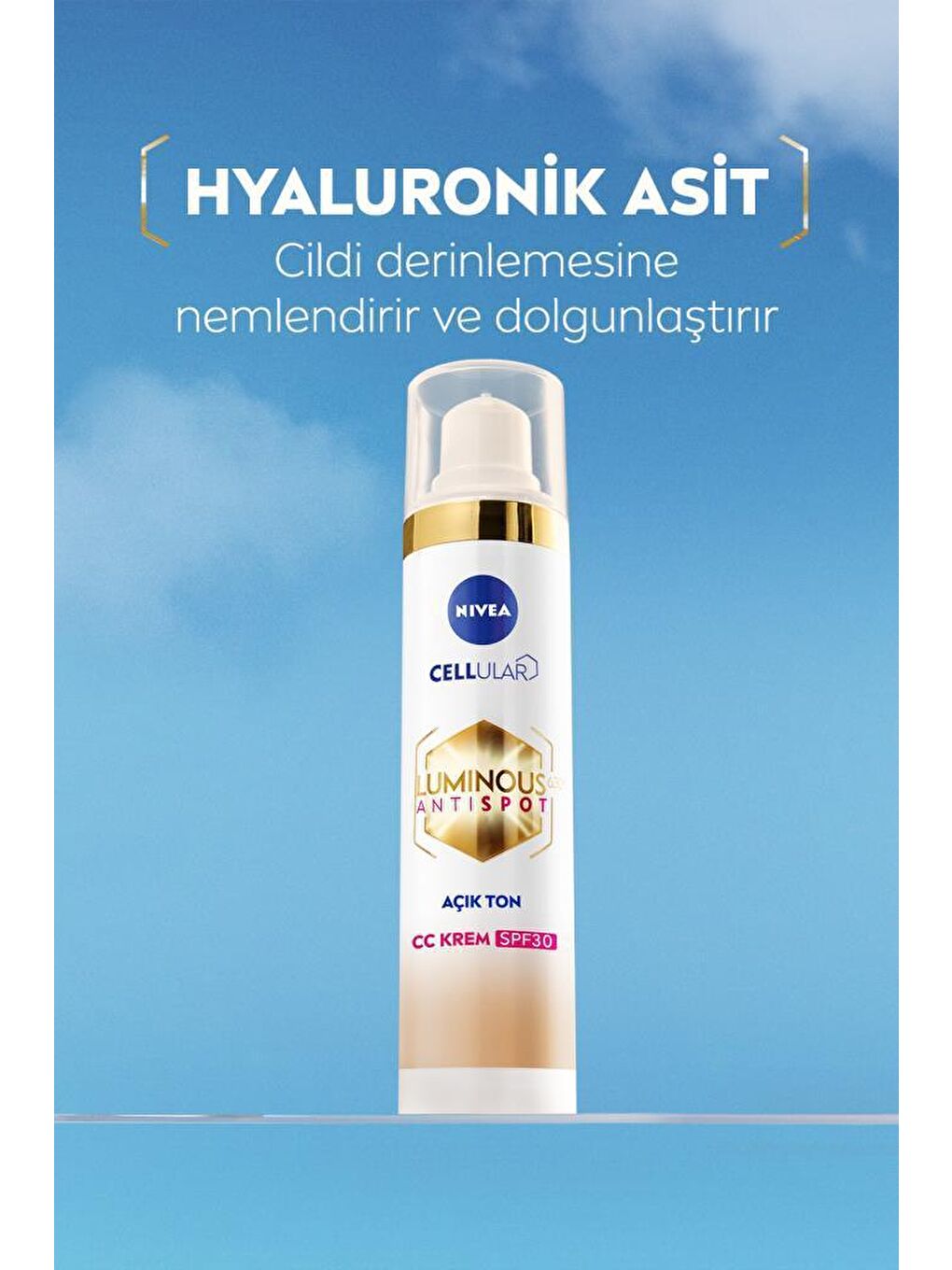 NIVEA Şeffaf Luminous630 Koyu Leke Karşıtı CC Yüz Kremi 40 ml, SPF30+ Güneş Koruyucu, Hyaluronik Asit, Açık Ton - 4