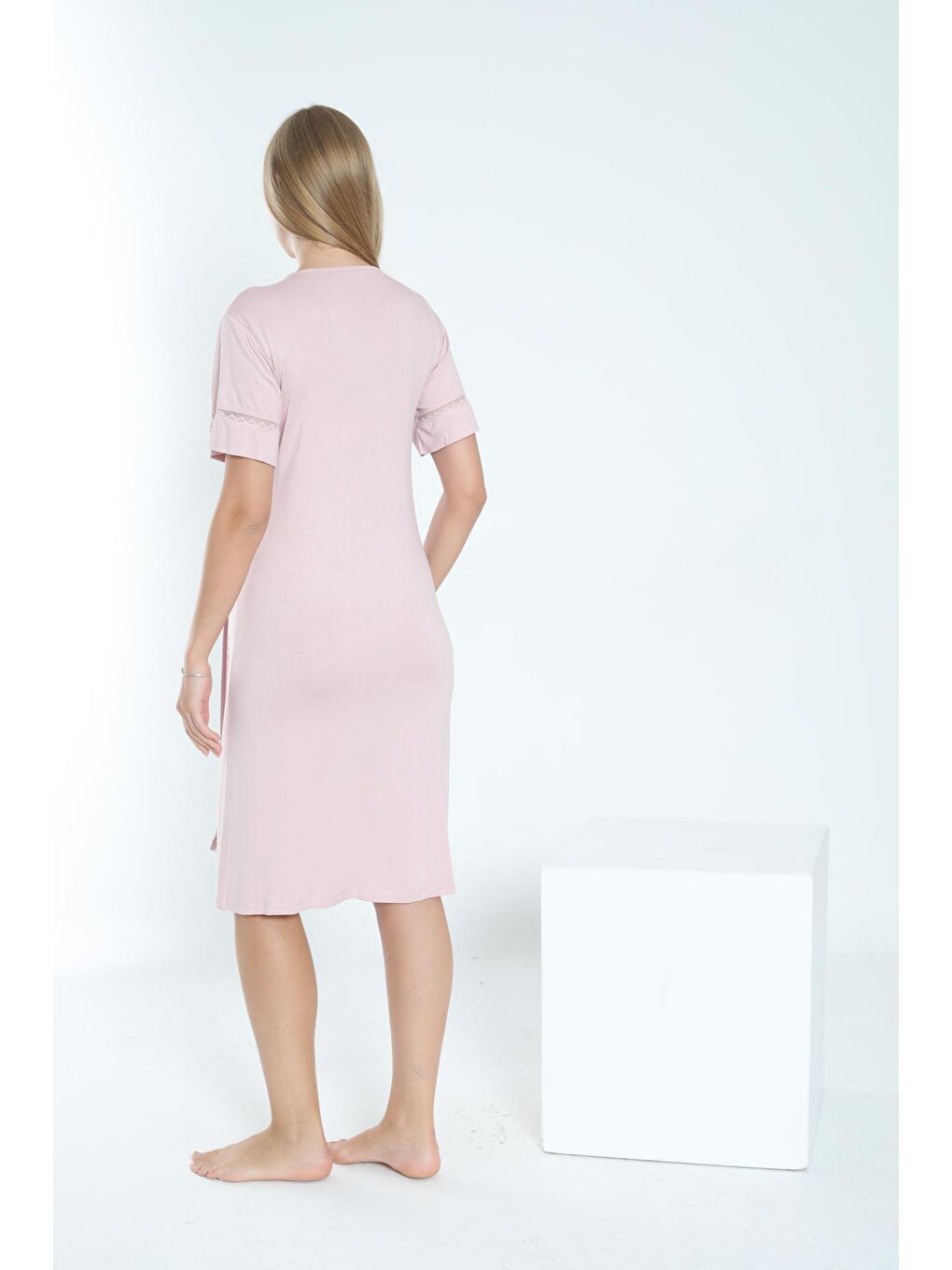 Kahverengi Sütlü Kahve Sabahlıklı Hamile ve Lohusa Gecelik Takımı-3