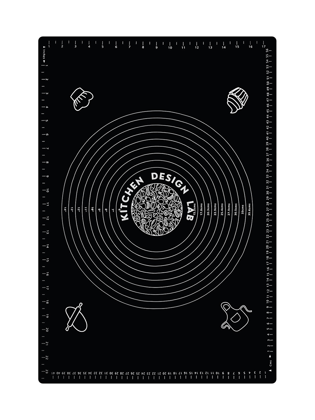 2'li Set Siyah 45x65 cm Silikon Hamur Açma Matı ve Hamur Porsiyonlayıcı-1