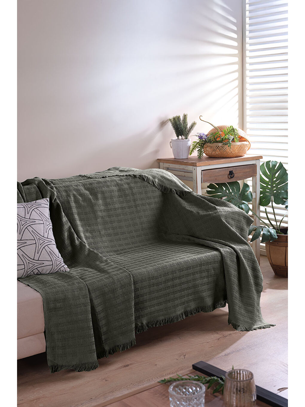 Yeşil Carlo Koltuk Örtüsü Haki 170X200cm