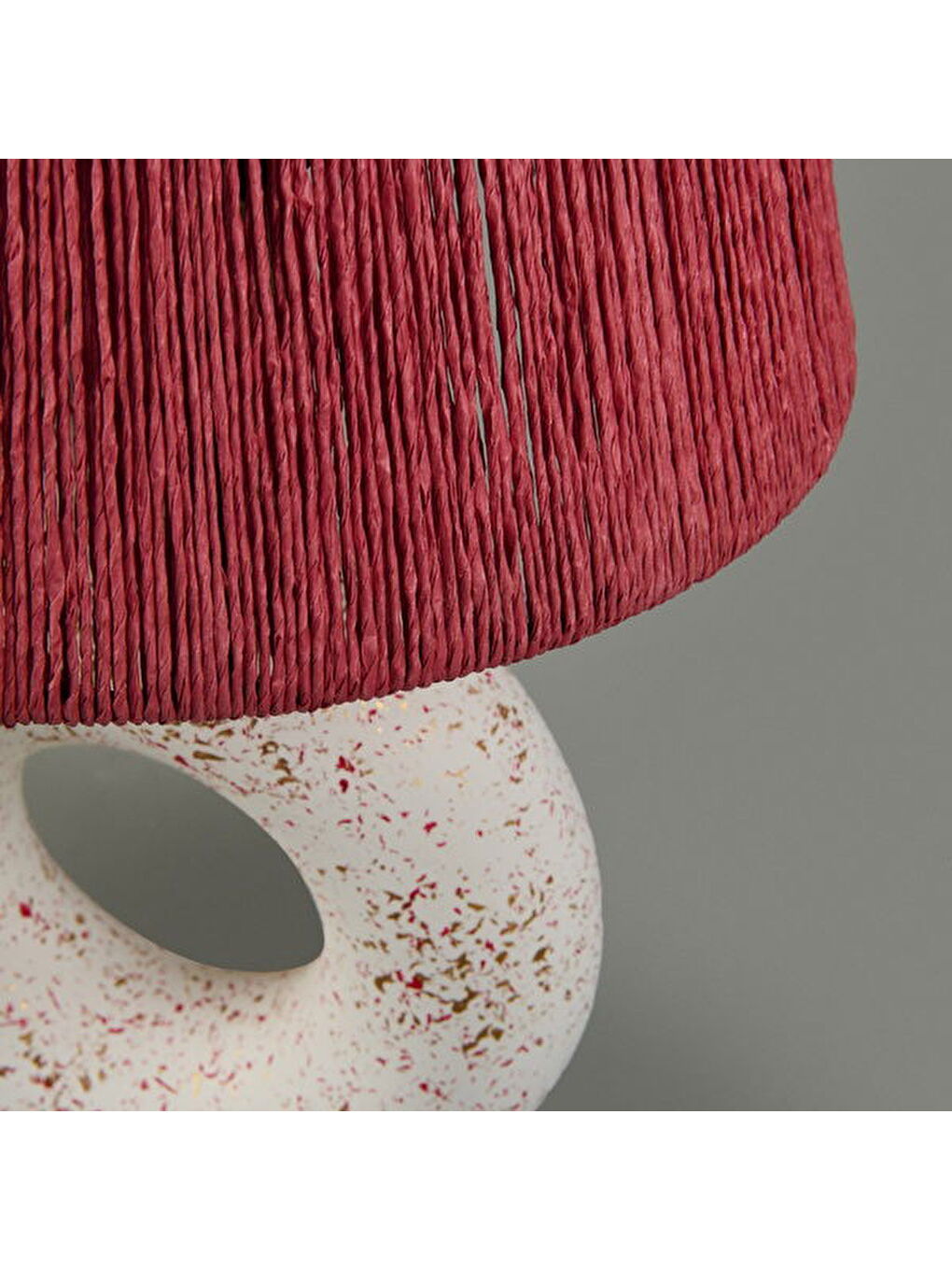 Printemps Handmade Seramik Abajur - Pembe / Beyaz - 42x25x25 cm-1