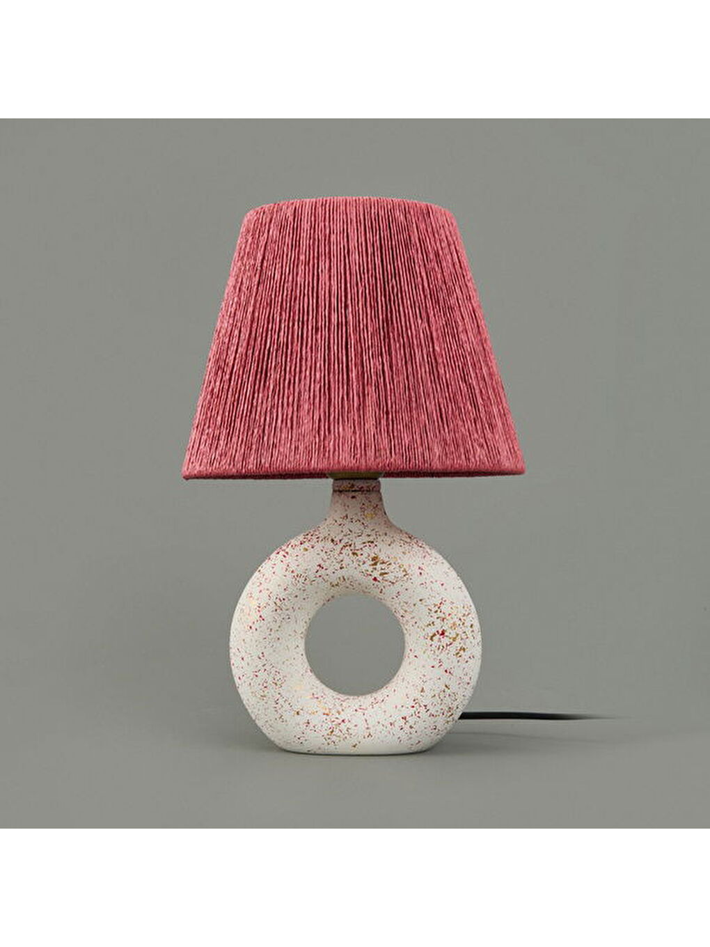 Printemps Handmade Seramik Abajur - Pembe / Beyaz - 42x25x25 cm-3