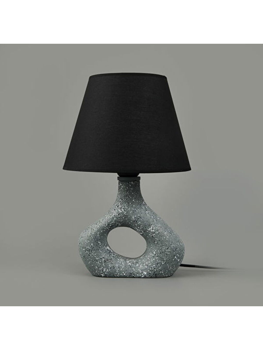 Ete Handmade Seramik Abajur - Siyah / Gri - 39x25x25 cm-1