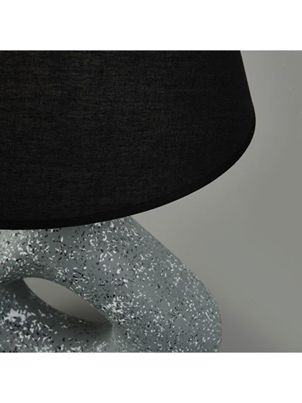 Ete Handmade Seramik Abajur - Siyah / Gri - 39x25x25 cm-2