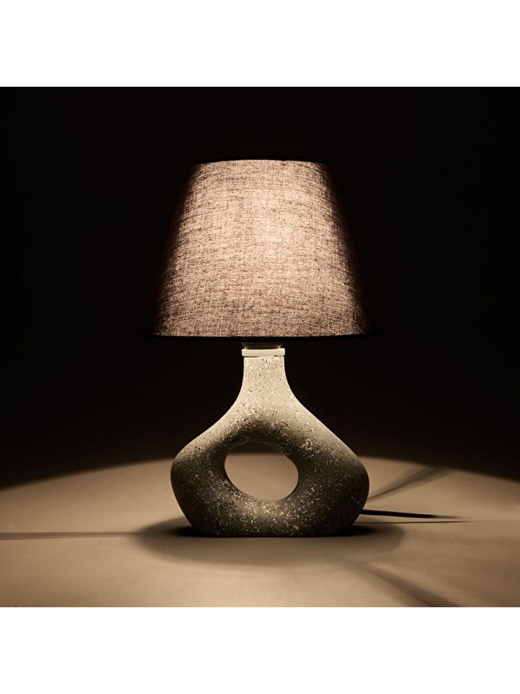 Ete Handmade Seramik Abajur - Siyah / Gri - 39x25x25 cm-3