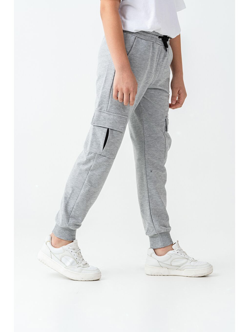 Gri Kargo Cepli Cep Kapağı Level Up Baskılı Erkek Çocuk Eşofman Altı-4