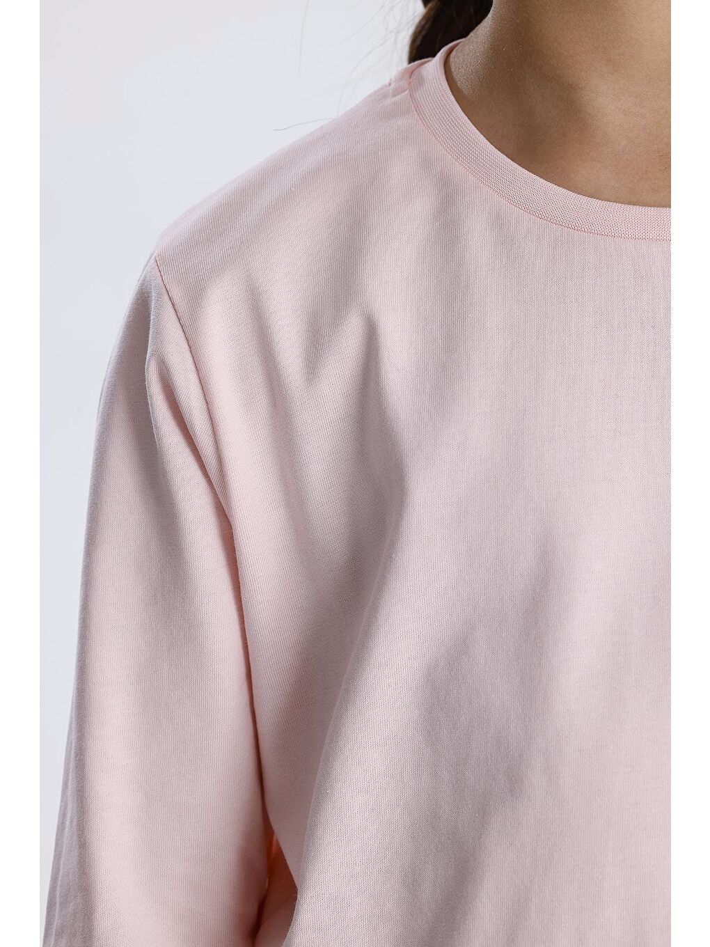 Pembe Basic Uzun Kol Tişört-3