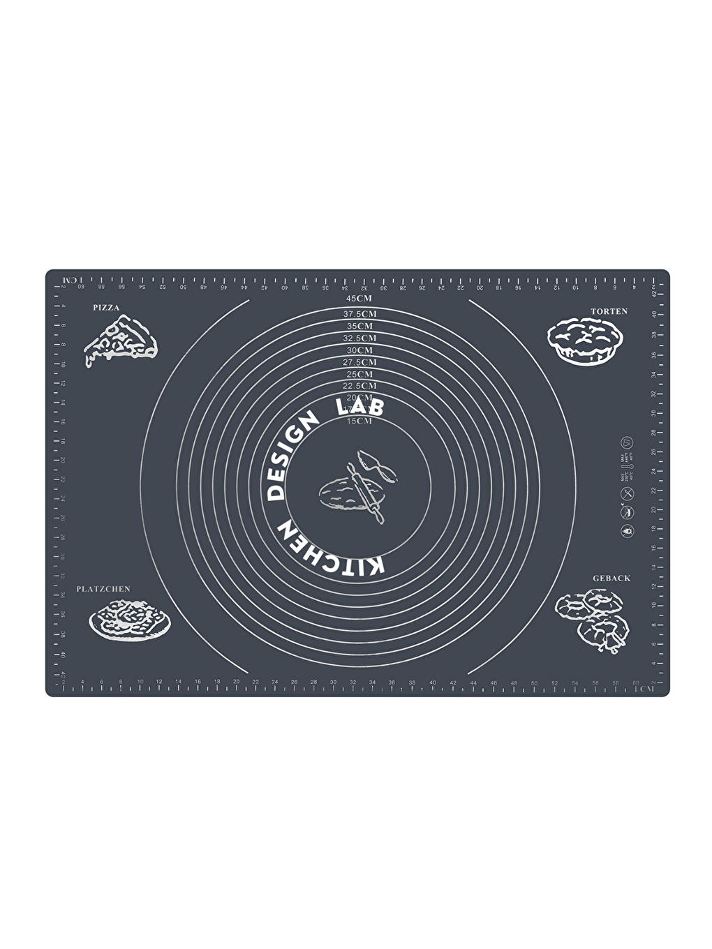 2'li Set Gri 45x65 cm Silikon Hamur Açma Matı ve 9 Bıçaklı Mantımatik-4