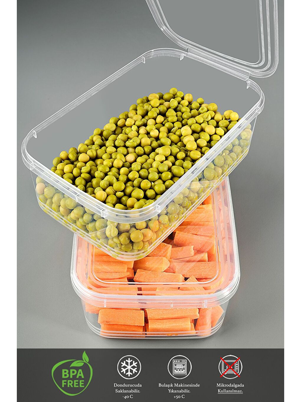 Renksiz 20 Adet Sızdırmaz Kendinden Kapaklı Derin Dondurucuya Uygun Saklama Kabı Düzenleyici Erzak Kabı 2 lt-1