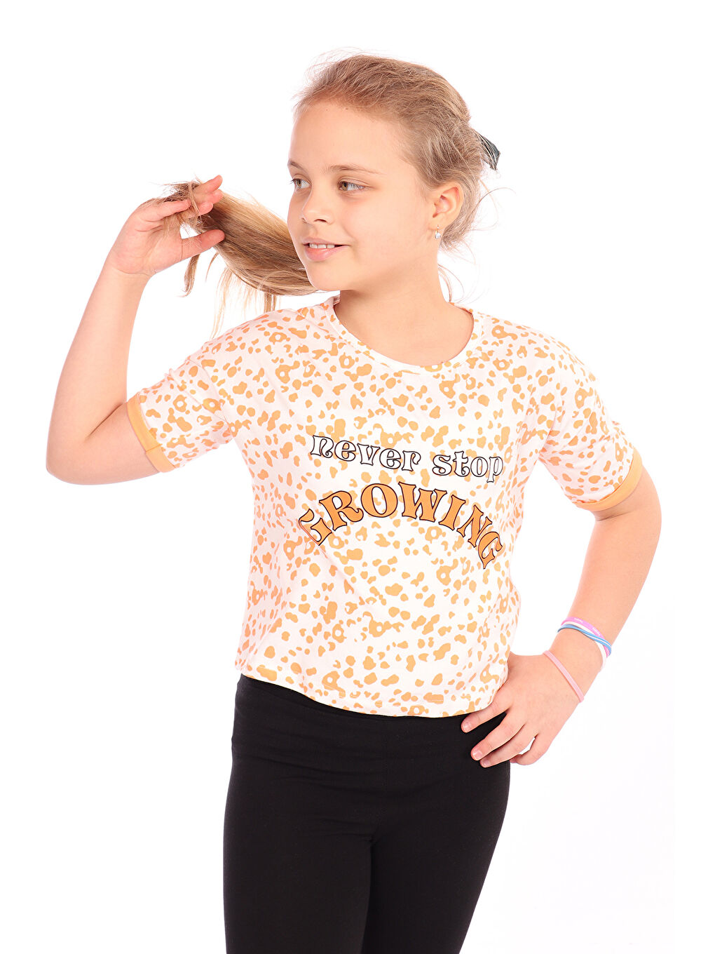 Turuncu Kız Çocuk Baskılı Tişört