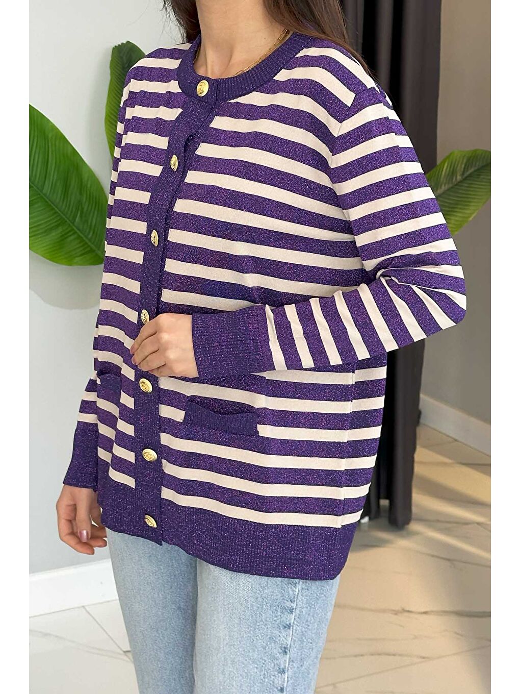 Sim Detay Hırka 306 Mor-1