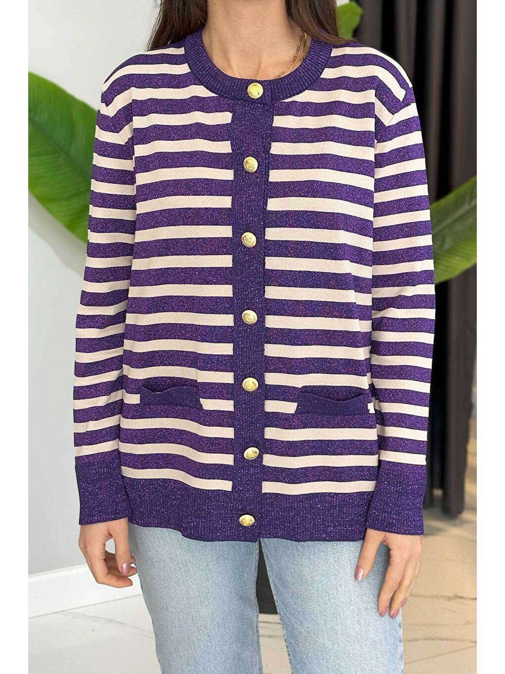 Sim Detay Hırka 306 Mor-2