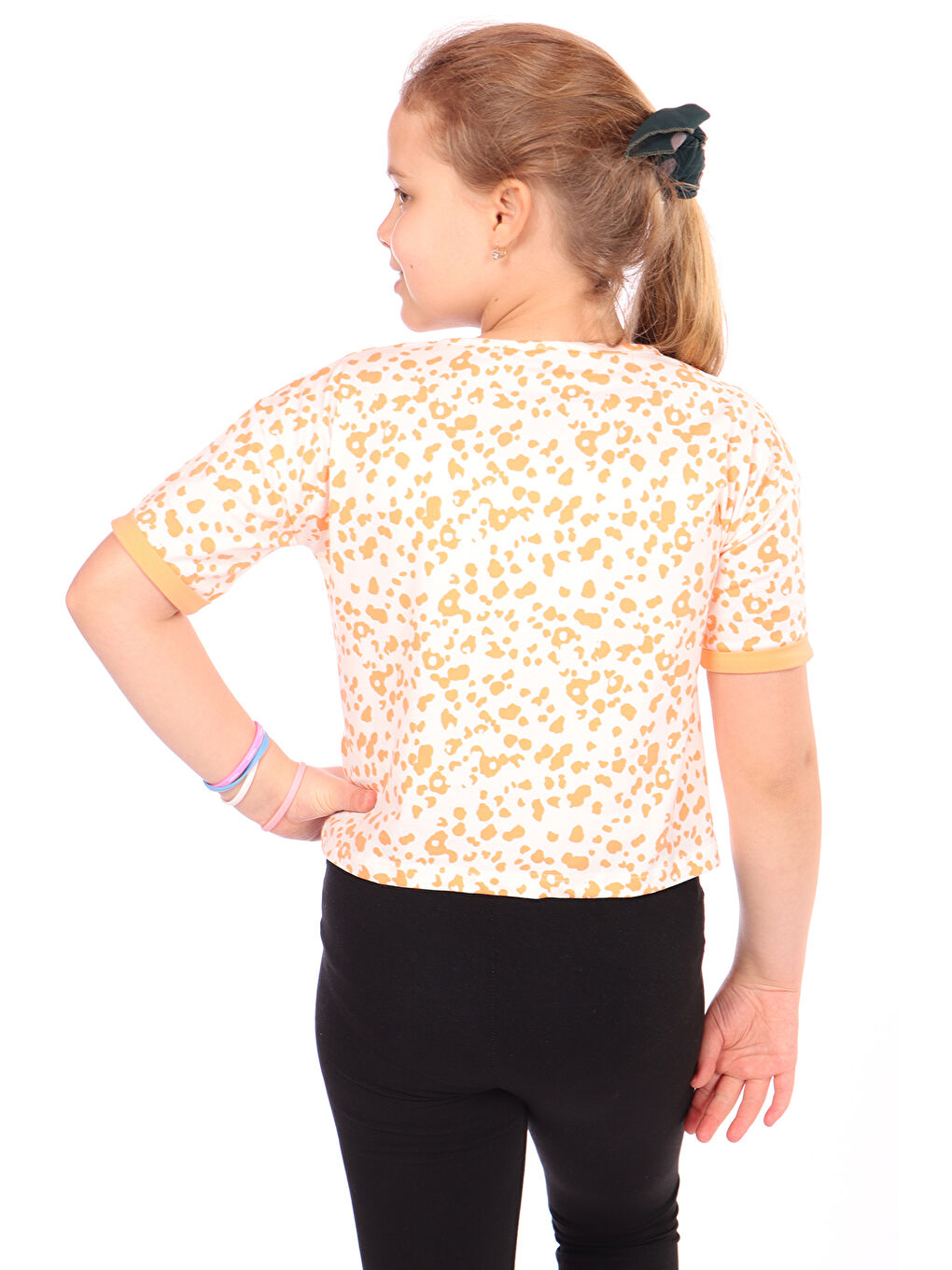 Turuncu Kız Çocuk Baskılı Tişört-2