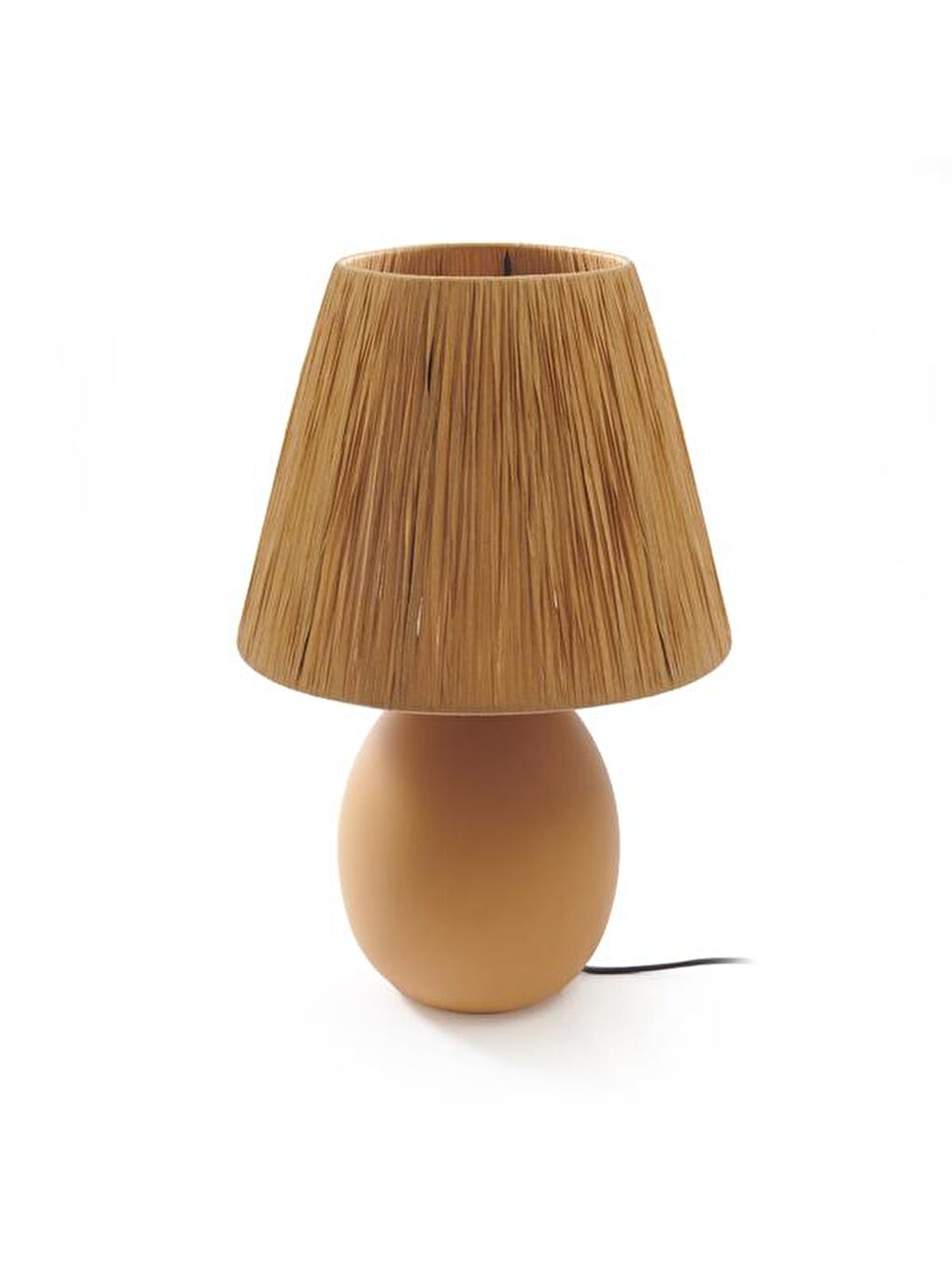 Rond Seramik Abajur - Hardal / Sarı - 37x24x24 cm-3