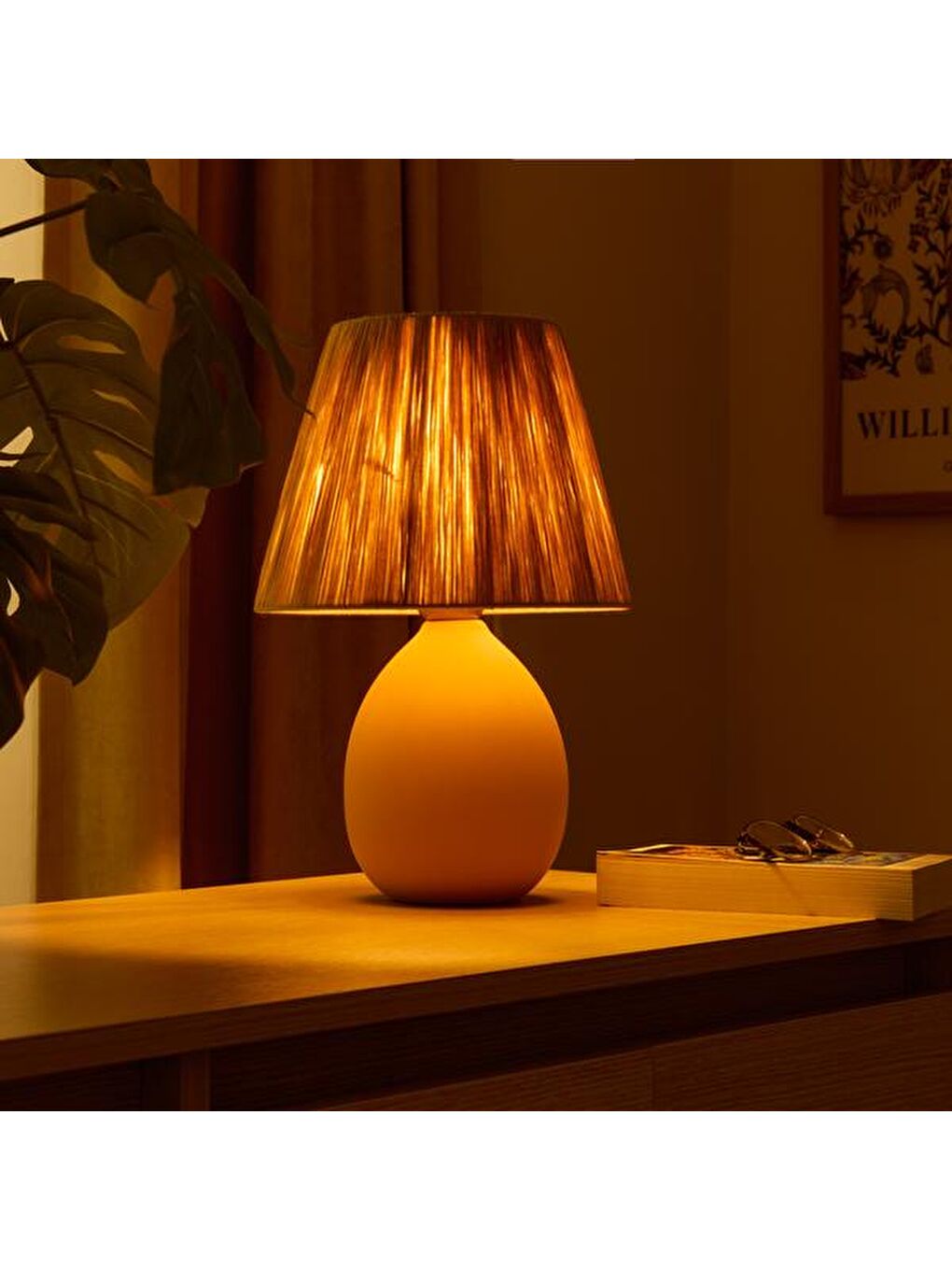 Rond Seramik Abajur - Hardal / Sarı - 37x24x24 cm-5