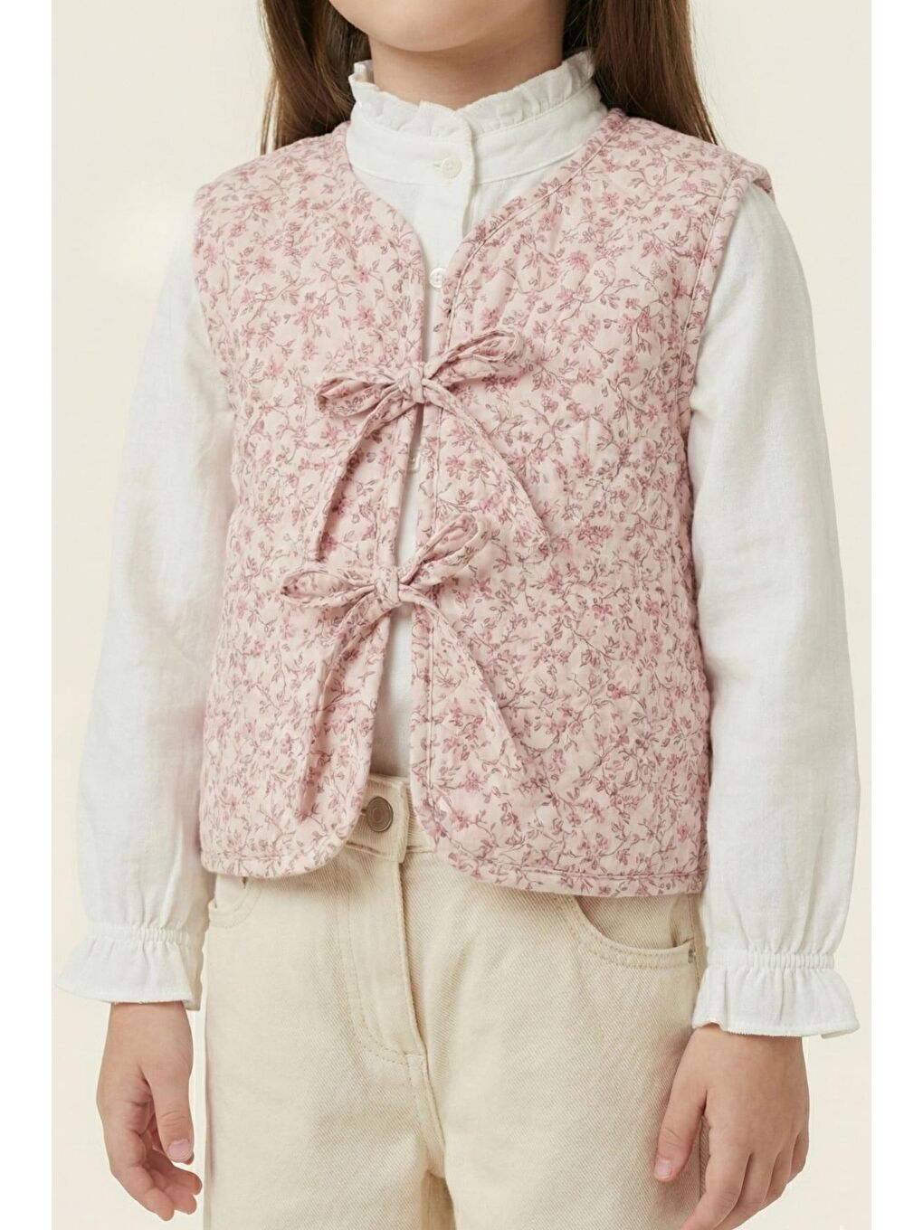 Pembe Kız Çocuk Yelekli 3'Lü Takım  - Pudra-2