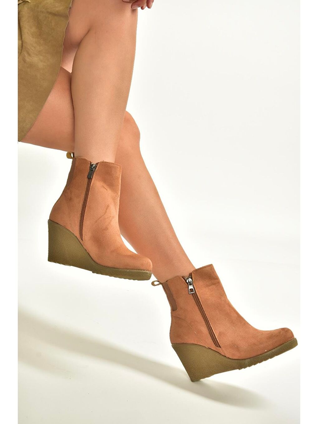 Kahverengi Taba Kadın Bot V361196802-2