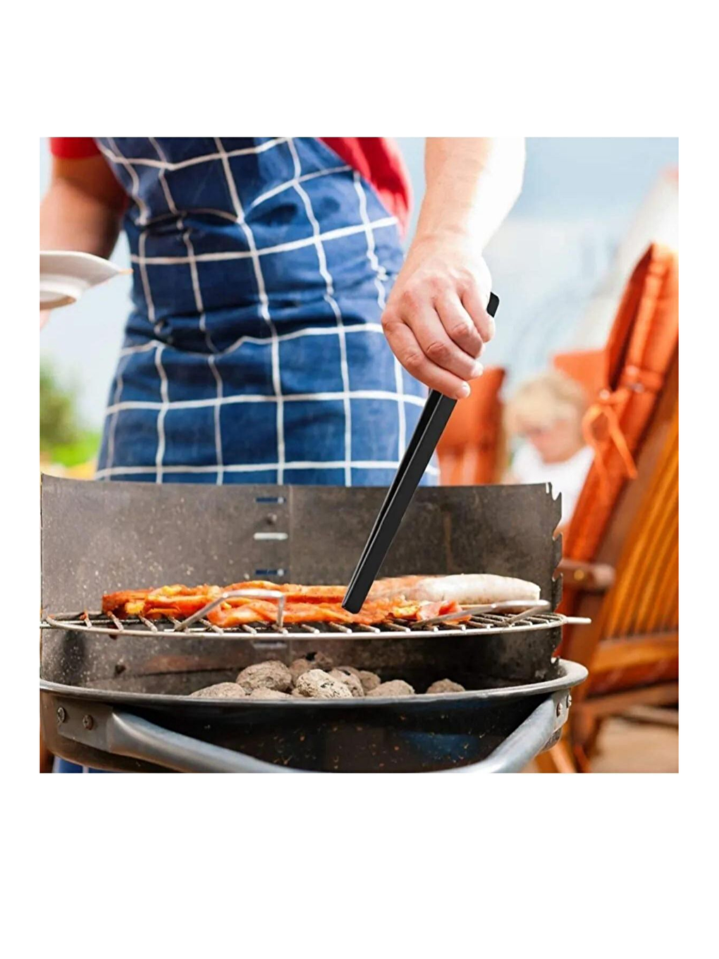 Mutfak Makası Siyah Metal ve Silikon Kızartma Maşası Seti-6