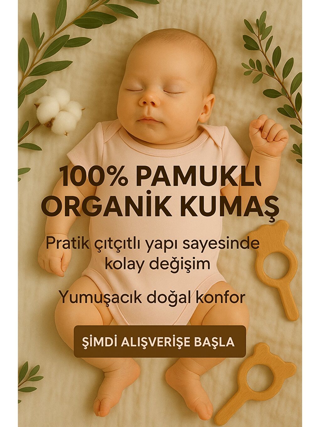 Pembe Unisex Bebek Organik Pamuklu Çıtçıtlı Kısa Kollu Zıbın Body 0-12 Ay-2