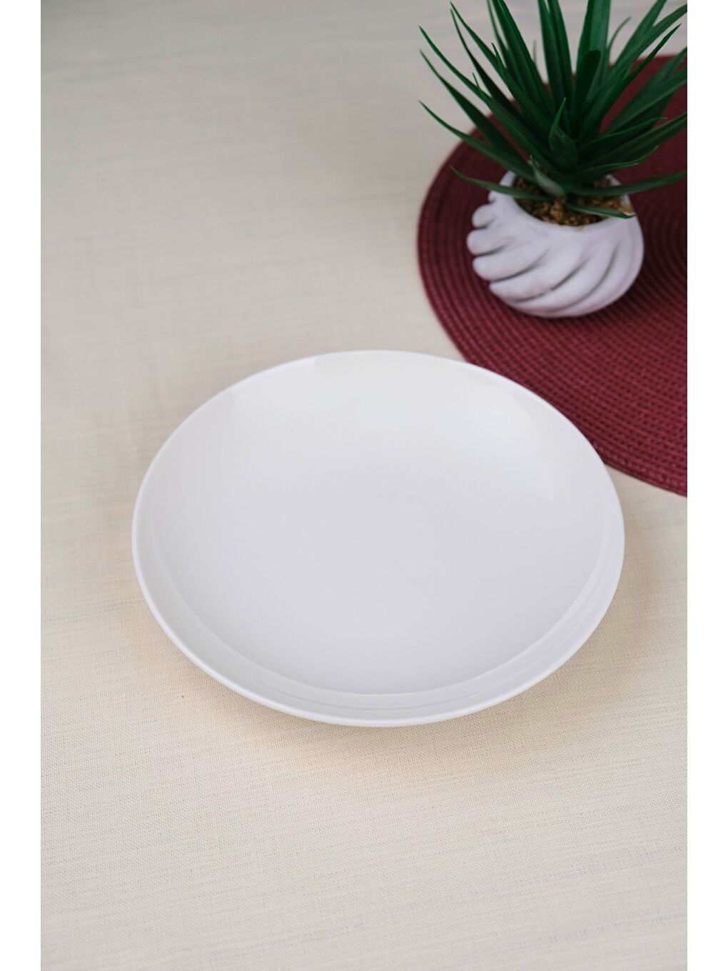 Ekru Porselen Chic Çukur Tabak 19,50cm 550cc Tekli