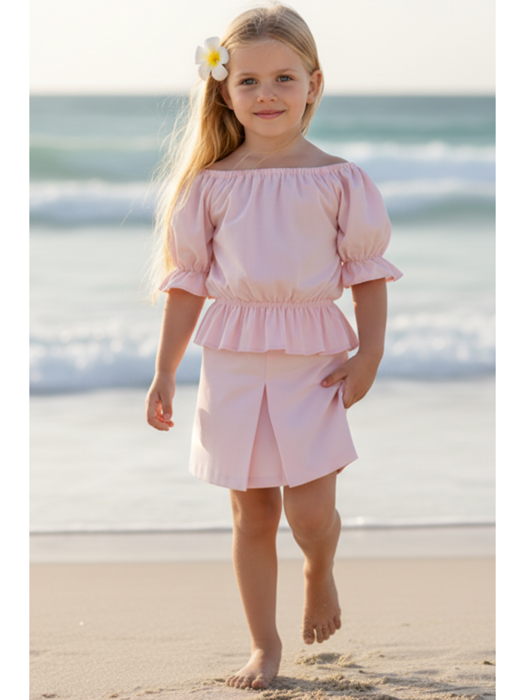 Kız Çocuk Alina Madonna Pudra Pembe Etek Bluz Takım-4