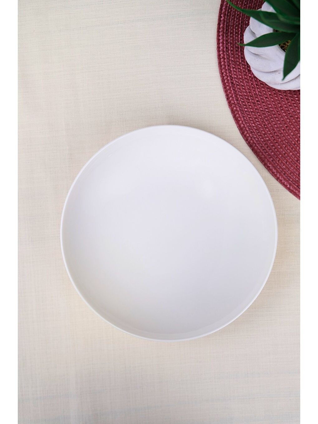 Ekru Porselen Chic Çukur Tabak 19,50cm 550cc Tekli-1