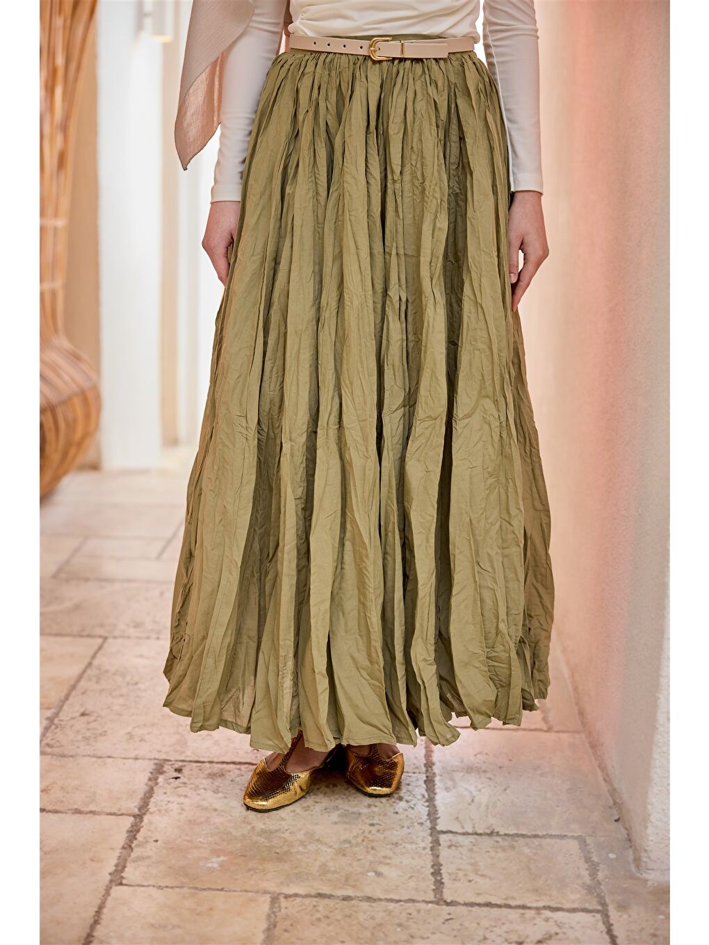 Kadın Vual Etek Küf Yeşil-1