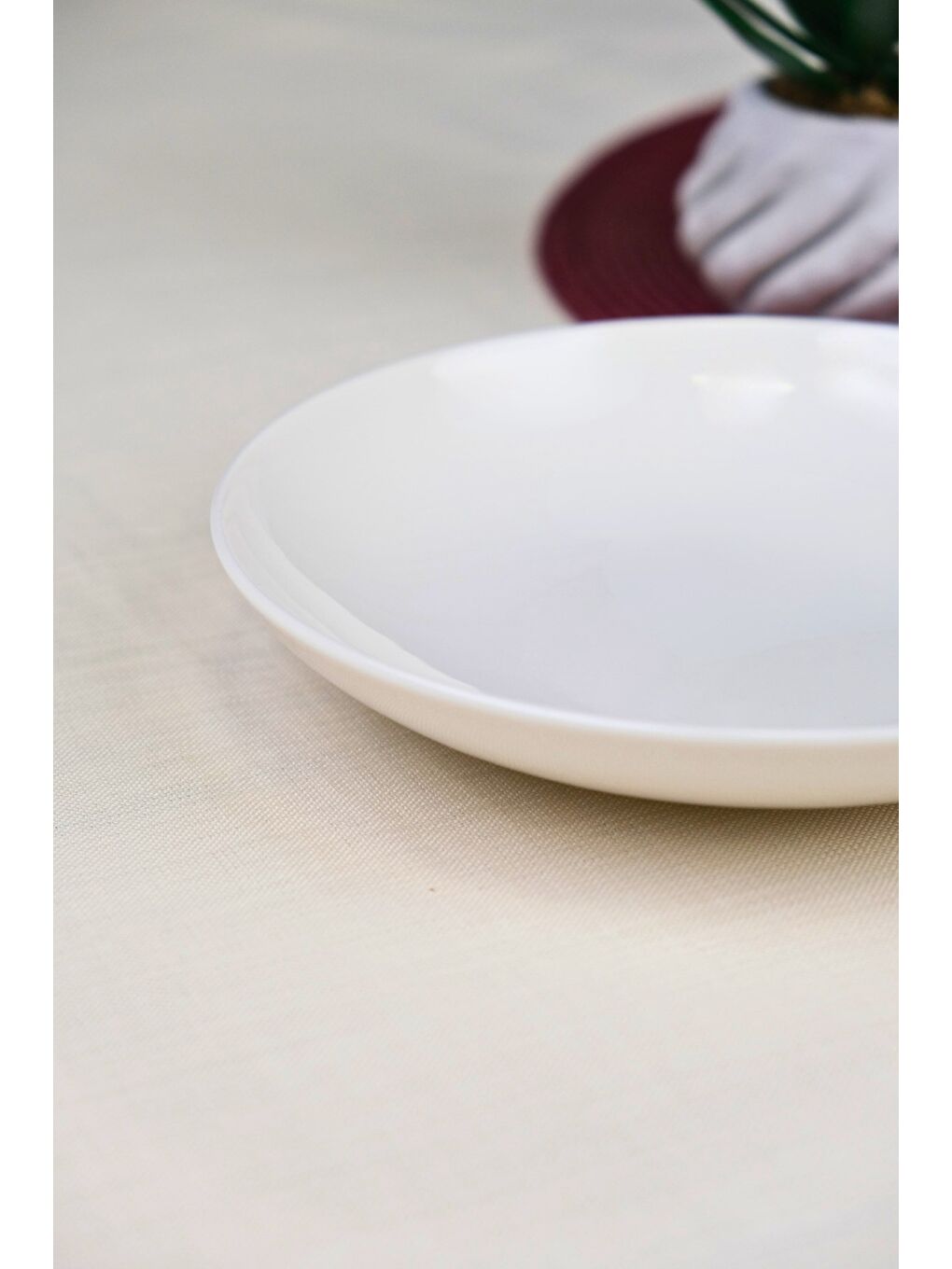 Ekru Porselen Chic Çukur Tabak 19,50cm 550cc Tekli-3