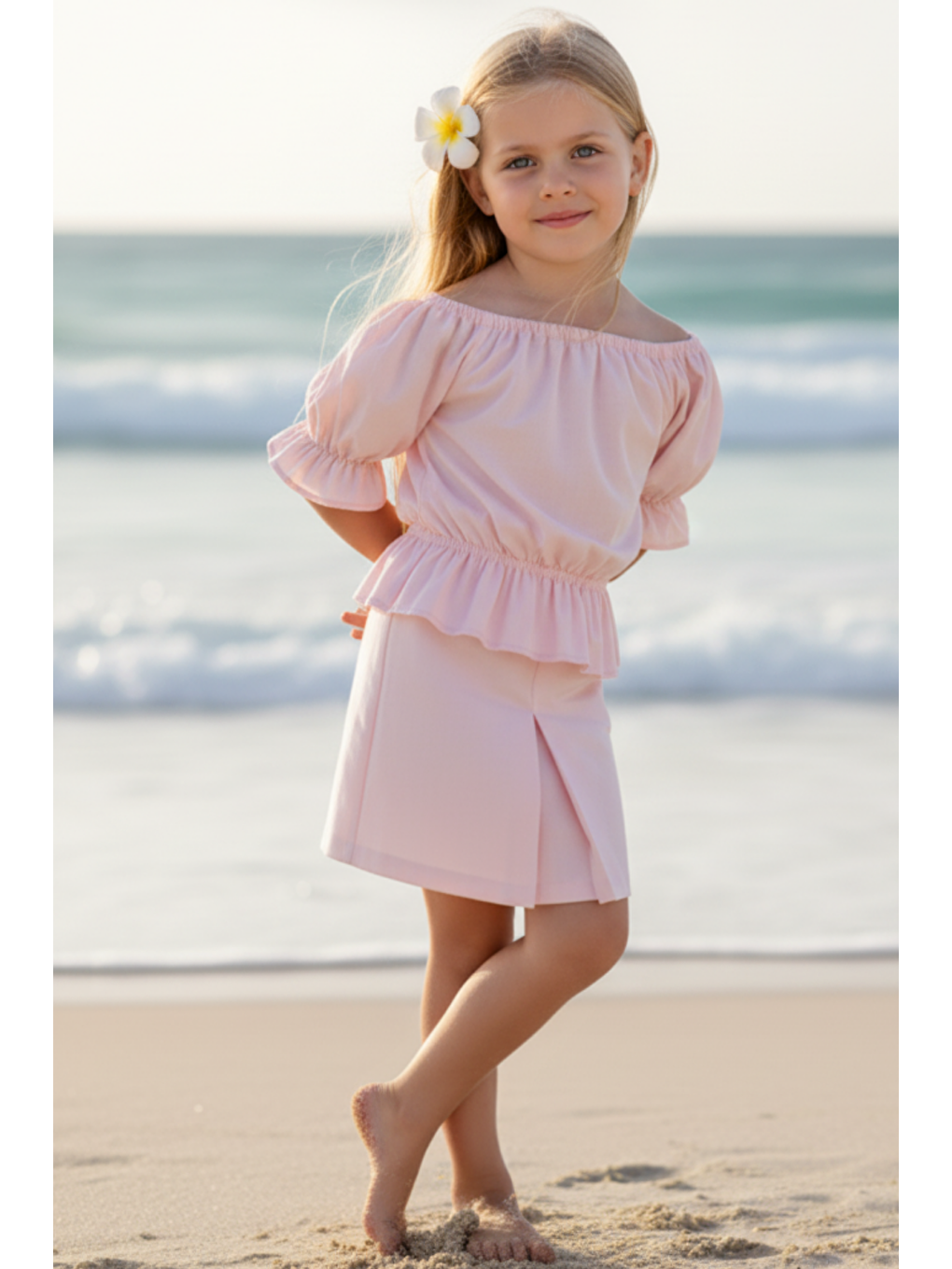 Kız Çocuk Alina Madonna Pudra Pembe Etek Bluz Takım-5