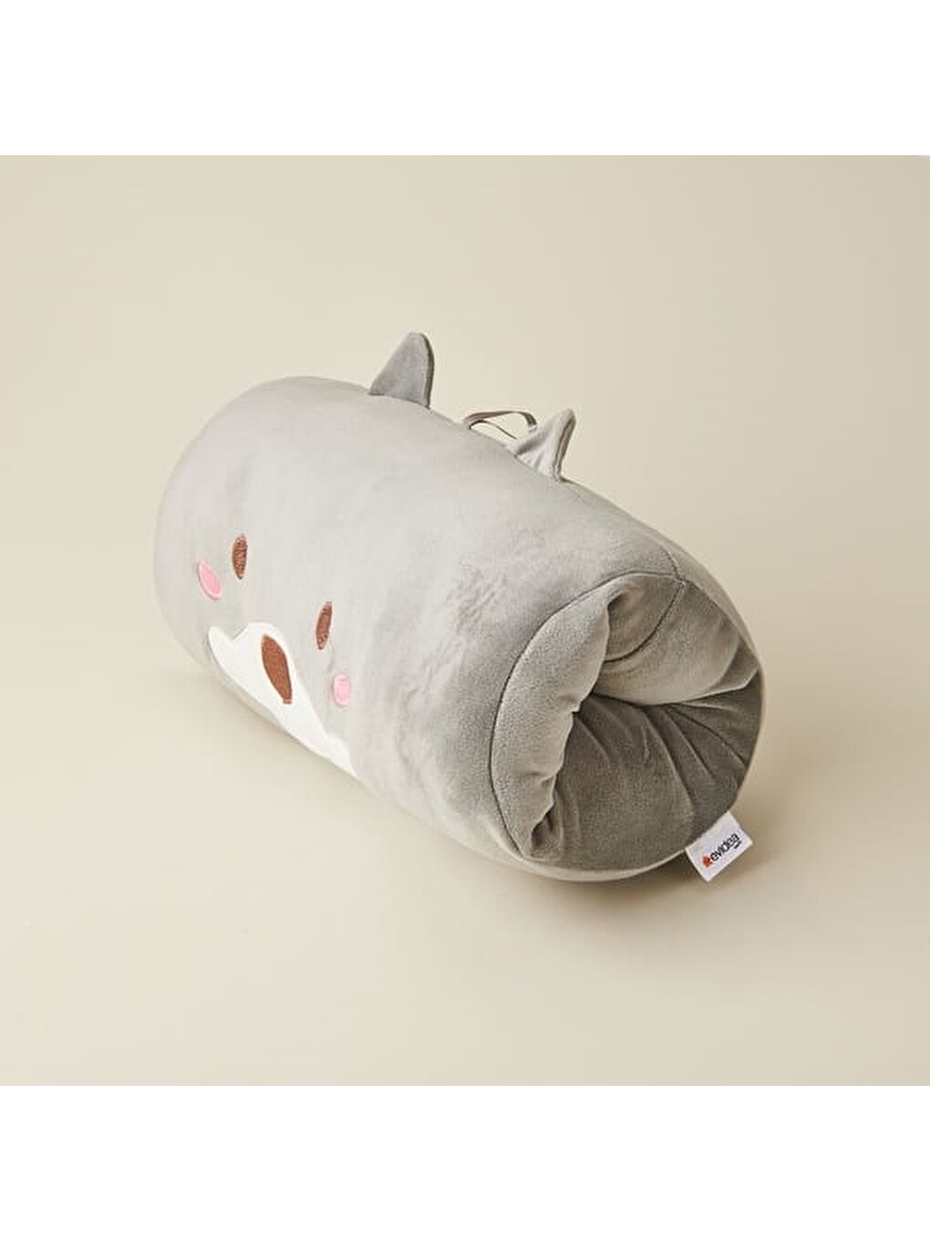 Kola Geçirilen Köpek Pelüş Yastık - Gri - 35 Cm-3