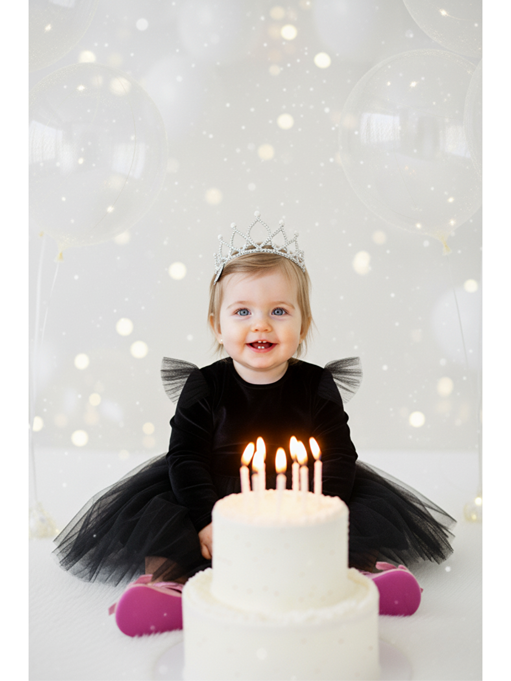 Kız Çocuk Pearly Siyah Uzun Kollu Kadife Tüllü Tütü Yılbaşı Düğün Doğum Günü Parti Elbisesi-3