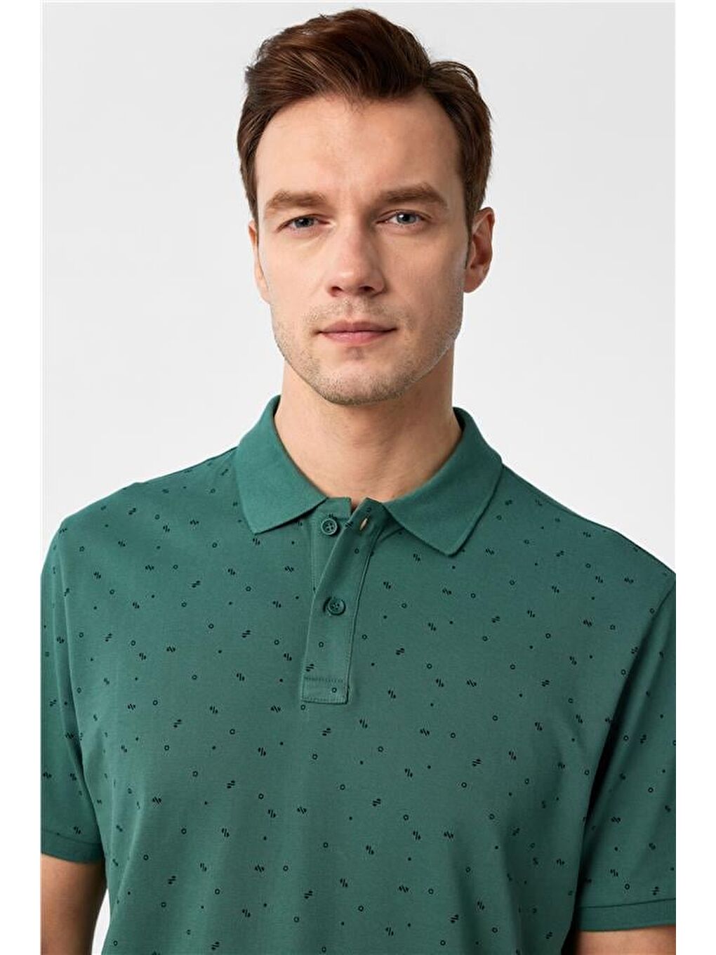 Koyu Yeşil Regular Baskılı Polo Yaka Tişört-1