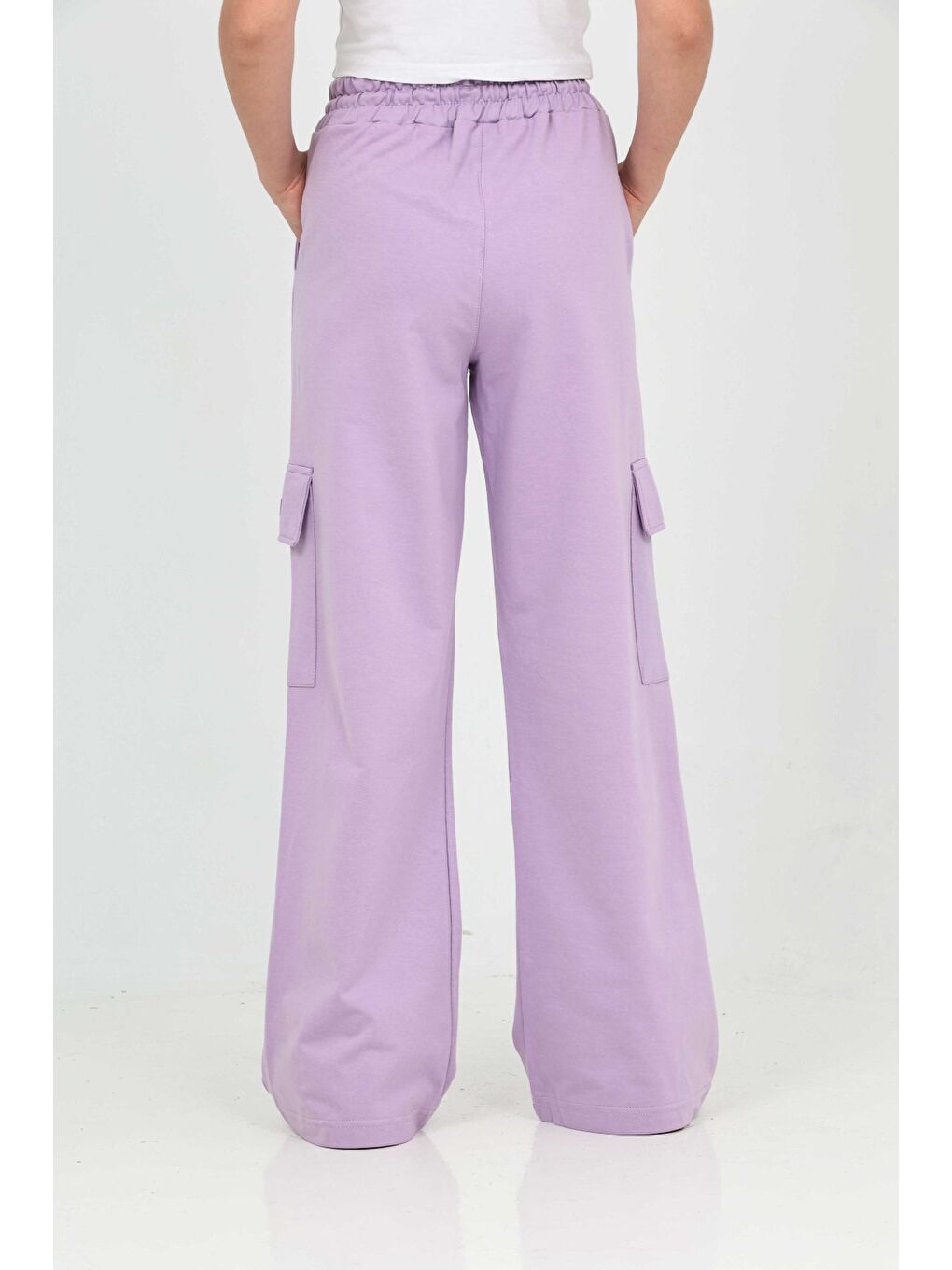 Lila Kız Çocuk Kenardan Çıtçıtlı Eşofman Alt-5