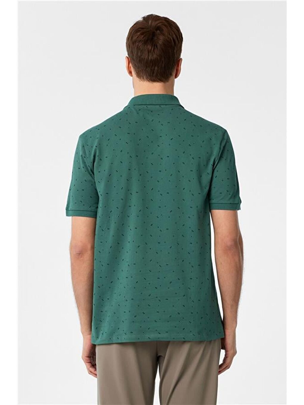 Koyu Yeşil Regular Baskılı Polo Yaka Tişört-4