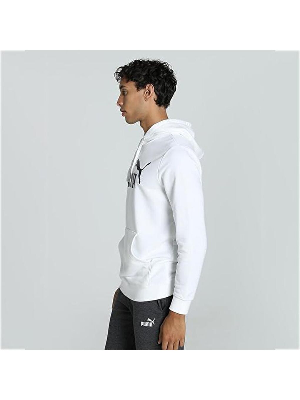 Essentials No 1 Logo Erkek Beyaz Kapüşonlu Sweatshirt-4