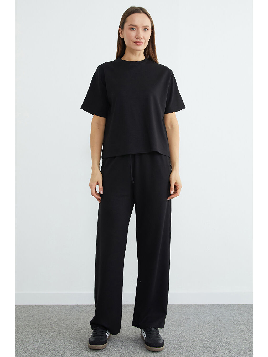 Siyah Basic Kısa Kollu Modal 2 Li Takım-1