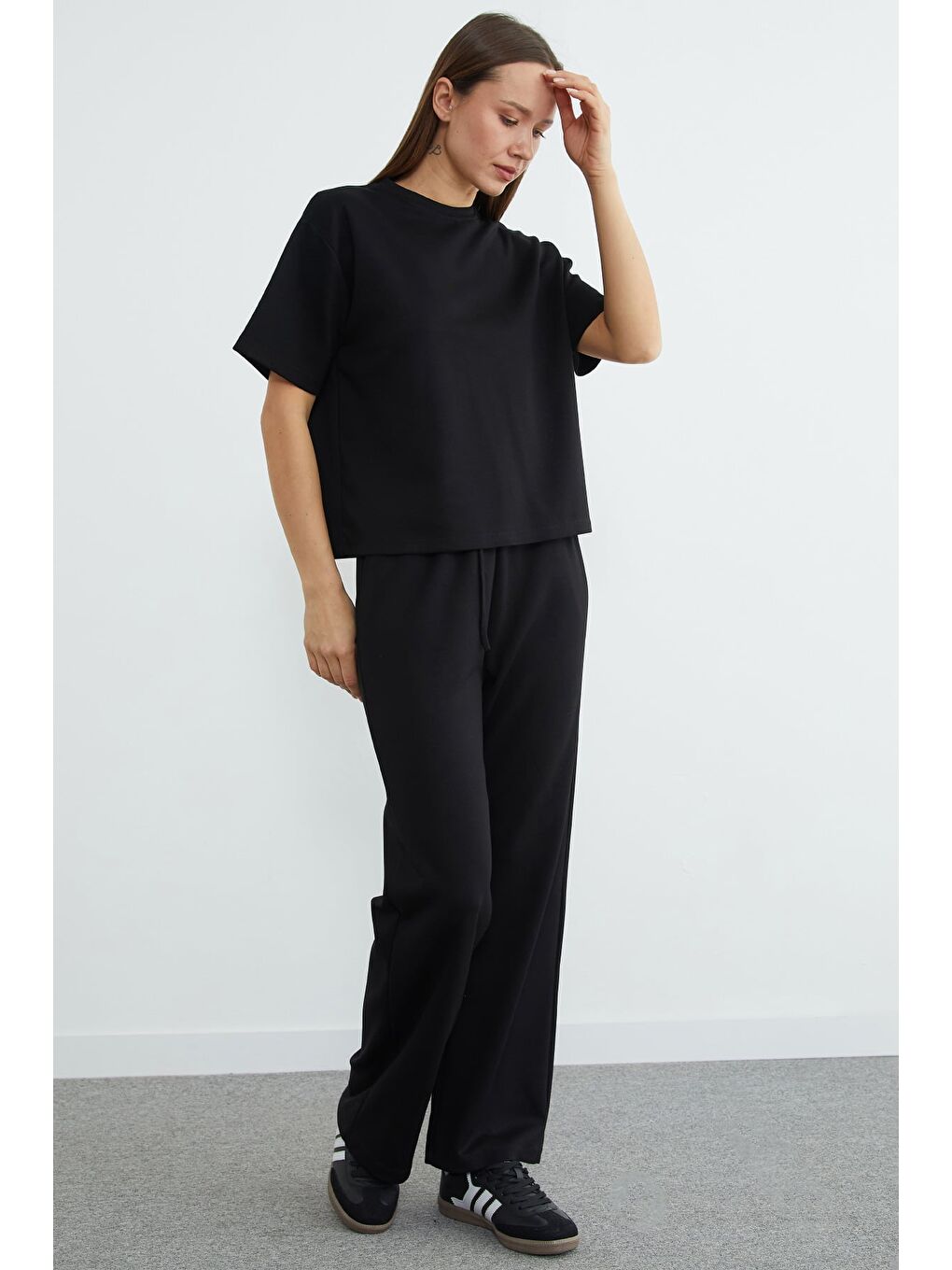 Siyah Basic Kısa Kollu Modal 2 Li Takım-2