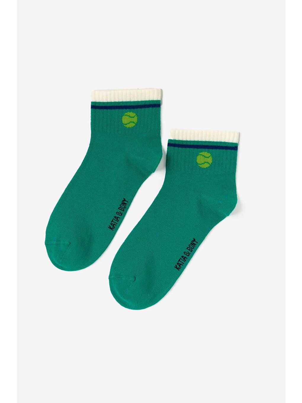 Yeşil Erkek Tenis Desenli 4'Lü Paket Kısa Soket Çorap-2