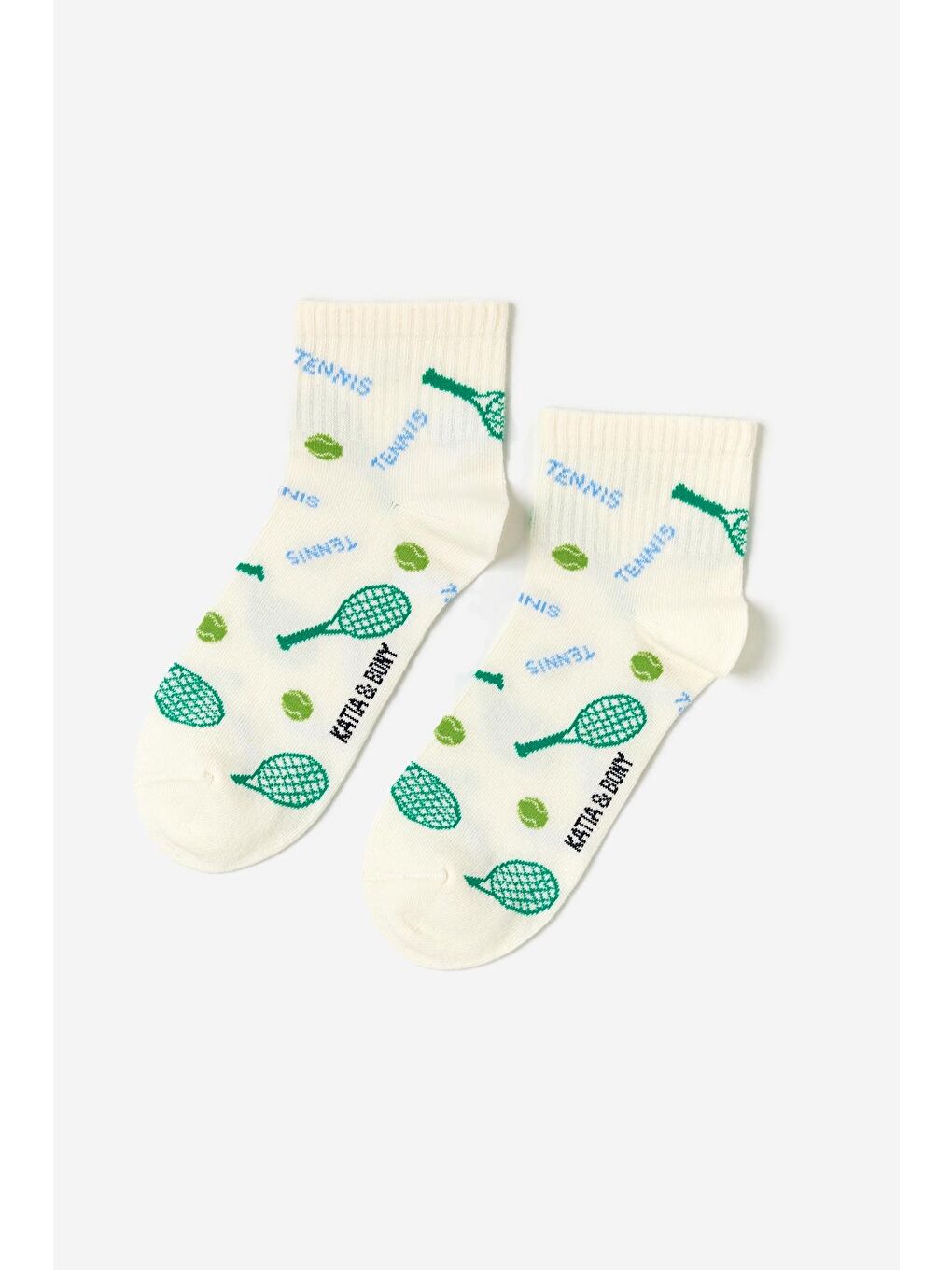Yeşil Erkek Tenis Desenli 4'Lü Paket Kısa Soket Çorap-3
